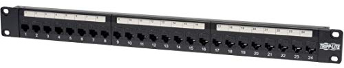 Tripp Lite 24-Port 1U Rack-Mount Cat6/Cat5 Feedthrough Patch Panel, RJ45 Ethernet (N254-024)