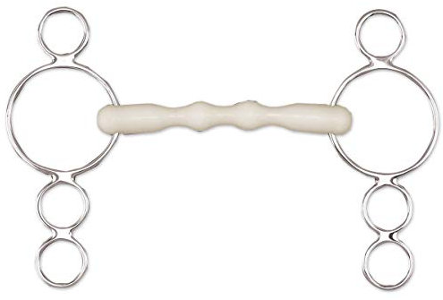 Happy Mouth 3-Ring Shaped Mullen Mouth Gag Horse Bits, 5.5, Silver