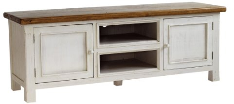 Robas Lund, Lowboard, Fernsehtisch, TV-Schrank, Bodde, Kiefer/Massivholz/weiß/honigfarben, 178 x 65 x 54 cm, FH302060