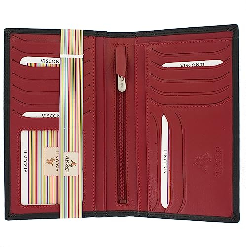 VISCONTI Colorado Soft Leather Gents Jacket Wallet RFID Blocking CD16 Black/Red