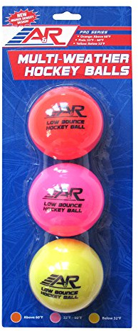 A&R Sports Low Bounce Multi Weather Street Hockey Balls (Pack of 3) (HKYBALL3PK)