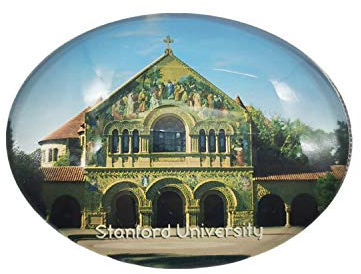 USA 3D Stanford University Aimant Réfrigérateur Souvenir, USA Amérique Aimant Réfrigérateur Cristal en Verre Collection Cadeau Magnétique Autocollant Maison Cuisine Décoration
