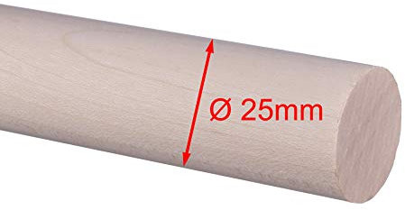 Holztechnik Ferdinand Meise Ahorn Rundstab, 1000mm lang, Ø 25mm, geschliffen, KEINE BAUMARKTQUALITÄT
