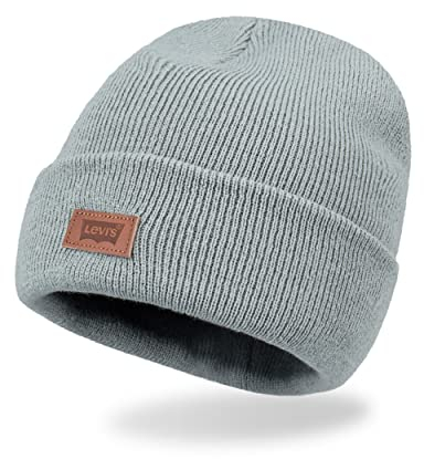 Levi's Unisex-Erwachsene All Season Comfy Leather Logo Patch Cuffed Hero Beanie-Mütze, Seafoam Solid, Einheitsgre