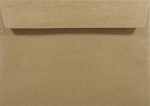 Netuno 25 Sand-Braun Kraftpapier-Umschläge DIN C5 162x229mm gerade Klappe ohne Fenster Einladungsumschläge groß Naturbraun Briefumschläge ökologisch Vintage Umschläge Hochzeit Weihnachten Geburtstag
