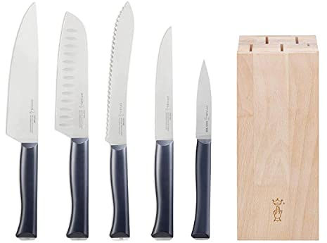Opinel Parallele INTEMPORA Messerblock mit 5 Messern, Messerblock aus Buchenholz gefertigt, Messerset, 254581