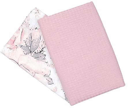 Stoff Baumwollstoff Meterware SET 3x: 1 M x 160 cm - Stoffe zum Nähen Meterware Baumwolle Fabric Dekostoff leichter Nähstoff für Kinder Modestoff Rosenmotiv und Rosa