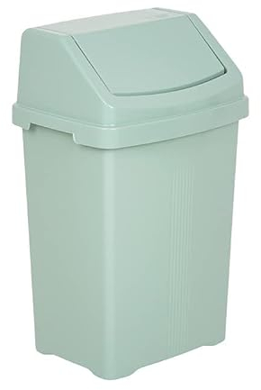 JMS we create smile Plastic Swing Lid Bins Recycle Waste Dust Bin 8/25 /50 L Home Kitchen Office (Silver Sage, 50 Litre)