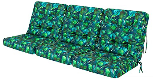 HOBBYGARDEN Hollywoodschaukel Bankkissen Schaukel Gardenkissen Schaukelauflagen Schaukelkissen Bankauflagen Kissen Bank Liegekissen, 110 x 150 cm, Blaues Blätter