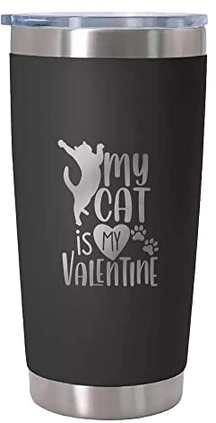 Coffee Travel Cat Mum Mug My Cat is My Valentine Cat Mum Gift Present Cat Gifts for Women Cat Lovers Crazy Cat Lady Reusable Coffee Cups Insulated Thermal Flask Hot Drinks Cup with Lid Style 1