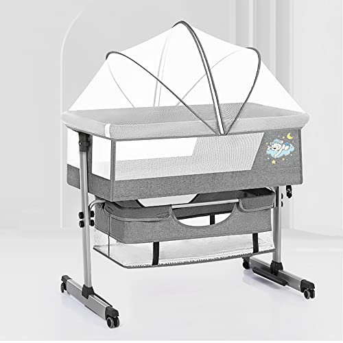 3-in-1 Babybett,Babywiege,mobile babybett,Beistellbett Baby,reisegitterbett mit matratze,kinderreisebett,Höhenverstellung,mit Aufbewahrungskorb Zubehör,mobiles Nest für Babys,Für Säuglinge/Neugeborene