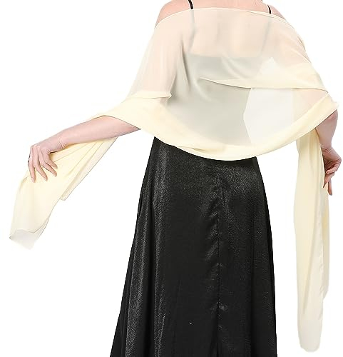 Stola Damen Halstuch Chiffon Sommer Schal Damen Festliche Stola für Abendkleid oder Brautkleid Hochzeit Scarf (Hellgelb)