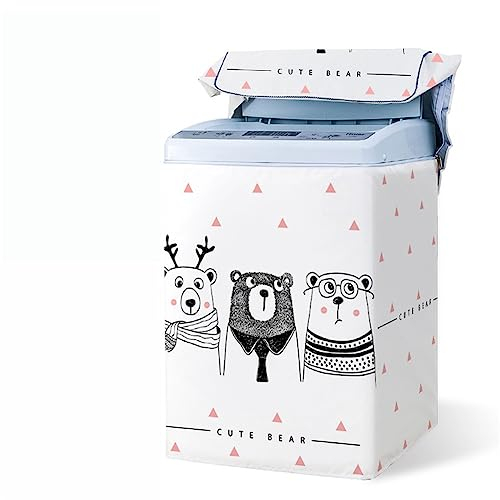 Odot Washing Machine Cover Top Load Waterproof Dustproof Washer Machine Dryer Protector Sunscreen Washer Dryer Cover for Most Top Load Washer/Dryer (XL,cute bear)