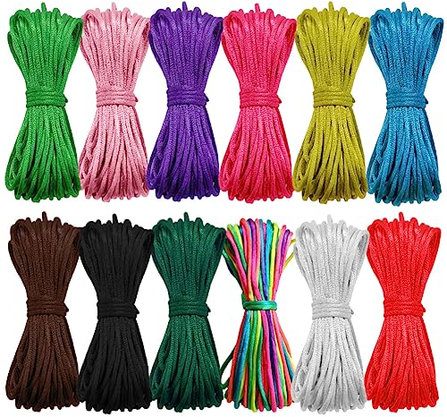 Schnur für Armbänder 12 Farben Nylonfaden Basteln bänder Makramee Armbänder 120m Kordel 2mm für Bunte Armbändern Ideal für DIY Projekt Mädchen Kinder Herren Gewebte Nylonschnur Armbänder Selber Machen