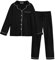 Lovasy Pyjama Femme Hiver à Manches Longue Ensemble de Pigiama Chaud Col en V Vêtements de Nuit et Poche sur Le Devant Pyjamas Maison Costume 2 Pièces Top Sleepwear Casual Vine Rouge S