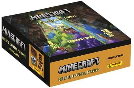 Panini Minecraft 004734BOX18F Sammelkarten 3-Create, Explore, Survive, Box mit 18 Taschen