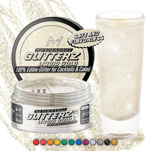 MONÉGASQUE Gold Iridescent Edible Glitter for Drinks 10g - Gold Edible Glitter for Cocktails - Edible Drink Glitter - Cocktail Glitter for Drinks - Edible Gold Glitter - Edible Glitter for Cakes