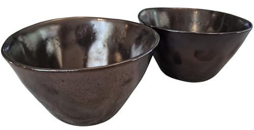 PintoCer Lot de 2 bols à céréales, en céramique en grès, bol à dénouer, bol à soupe.