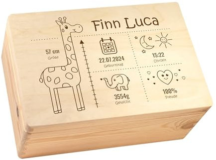 Baby Keepsake Box aus Holz zum Selbstgestalten, Personalisiertes Memory Box, Erinnerungskiste mit Gravur zur Geburt, Kinder Geschenke zur Geburt, DIY Keepsakebox, Babygeschenke