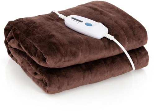 RELAX4LIFE Heizdecke mit Abschaltautomatik, Elektrische Wärmedecke, 4 Heizstufen, 8 Stunden Timer, Überhitzungsschutz, Flanell Kuscheldecke fürs Bett & Sofa, Maschinenwaschbar