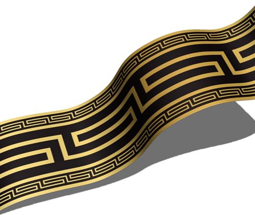 funlife Wallpaper Border Stickers, Self Adhesive Ceiling Molding Borders, Skirting Wall Waist Line for Home DIY Decorative, 10x200cm, Brilliant Black Faux Gold