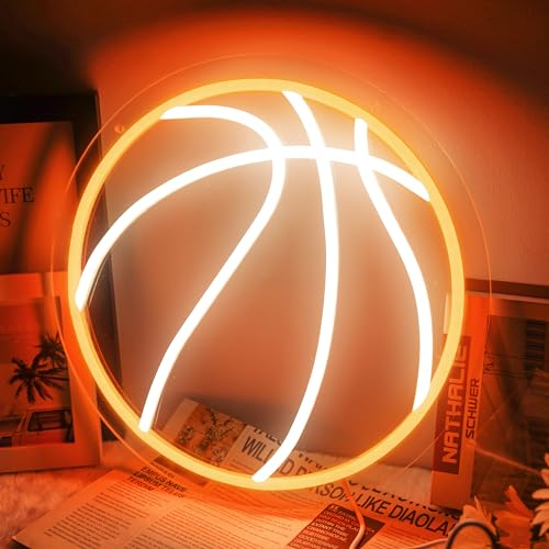 Basketball-Neonschild, dimmbares Basketball-Neonschild für Schlafzimmer, Neon-Basketball-Schild, Basketball-Neonlicht für Schlafzimmer, Geburtstagsparty, Zuhause, College, Dekoration, Club, Kinder,