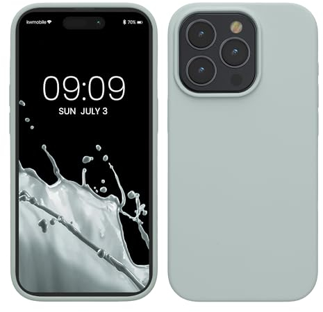 kwmobile Handyhülle für iPhone 15 Pro Max Hülle, für iPhone 15 Pro Max Case - Hülle Silikon - kabelloses Laden - Cool Mint