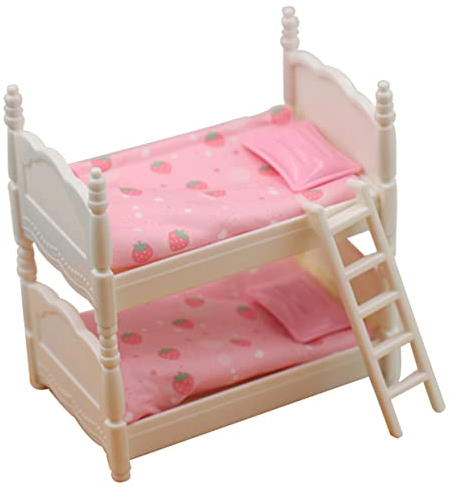 TOYANDONA 1 Satz Mini-schlafzimmerbett Doppelstockbett Für Puppen Miniatur-puppenstubenbett Puppenhaus-babywiege Puppenhaus-möbelzubehör Ornament Kind Kunststoff Doppelbett Schmuckstücke