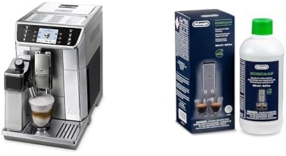 De'Longhi PrimaDonna Elite ECAM 656.55.MS Kaffeevollautomat mit Milchsystem, Cappuccino und Espresso auf Knopfdruck, TFT Touchscreen und App-Steuerung, Edelstahlfront, Silber mit DLSC 500 Entkalker