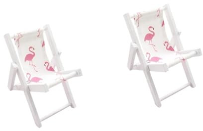 HEMOTON 2 Pcs Small Deck Chair Lightweight Mediterranean Style Mini Beach Lounger Decorative Toy