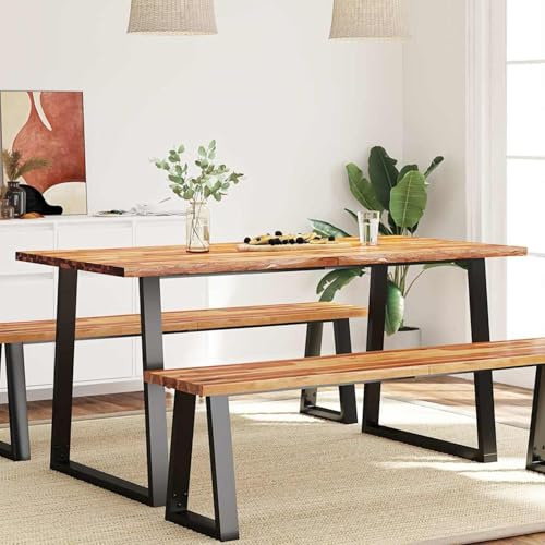 Vopese Esstisch Esszimmertisch Küchentisch Esstisch Tisch Holztisch Esszimmer Küche Speisetisch mit Stabil Tischplatte Tisch Esszimmermöbel Baumkante 160x80x75 cm Massivholz Akazie