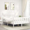 ARKEM Massivholzbett mit Kopfteil Bettgestell Bed Frame Holzbett Kopfteil Bett Schlafzimmer Bett Massivholzbetten Weiß 140x200 cm - 3193337