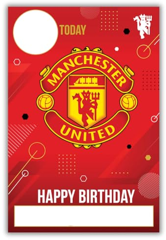 Danilo Promotions LTD Geburtstagskarte Manchester United Football Club mit Aufklebern zum Personalisieren Ihres Alters und Namens, Rot