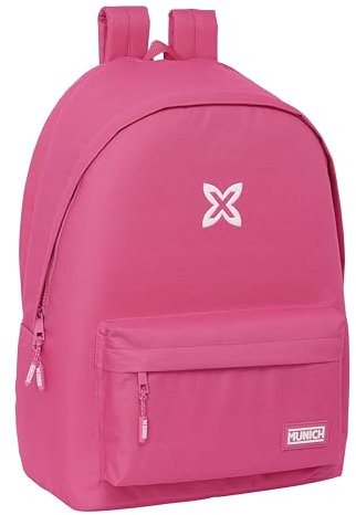 Safta MUNICH BÁSICOS - Mochila para Portátil 15.6 y USB, Ideal para Jóvenes de Diferentes Edades, Tejido Reciclado, Cómoda y Versátil, Calidad y Resistencia, 31x18x44 cm, Color Fucsia