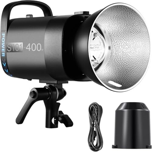 NEEWER S101-400W Studio Strobe Flash Blitzlicht mit 9 Stufen, 150W Einstelllampe, 400Ws GN65 5600K, Studioblitz mit Standard Bowens Mount Reflektor, S1/S2 Modus, leiser Lüfter für Produktfotografie