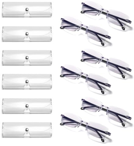 Autozoom-Lesebrille, Zoom Brille Intelligente Zoom Lesebrille Autozoom-Brille für Presbyopie Kommt mit 6-Teiligem Brillenetui Geeignet für Männer und Frauen Strahlungssichere Dekoration(6PCS)