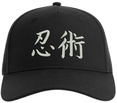 Lauthings Japanese Kanji for Ninjutsu Martial Arts Baseball Cap Embroidered Men's Hat Unisex Sport Black, Schwarz , Einheitsgröße