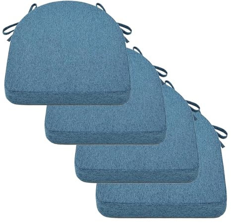 2/4/6er Set Sitzkissen Stuhl Waschbares Stuhlkissen mit Bindeband 40x40/45x45/50x50cm Rutschfestes Sitzpolster halbrund geeignet for Gartenstuhl, Esszimmerstuhl oder Bürostuhl(Blue,4pcs:50x50x5cm)