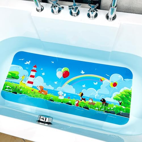 Non Slip Bath Mat for Tub,Cartoon Slip-Resistant Mat for Kids Bath Tub - Anti-Slip Bathtub Mat - Non-Slip Shower Floor Mat for Toddlers and Baby Bath Time (Rainbow)