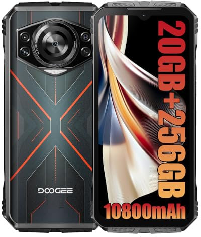 DOOGEE S Cyber 4G Rugged Smartphone (2024), 10800mAh Batteria, 20GB + 256GB, 6.58 FHD+, 50MP AI Fotocamera + 16MP, Android 14 Cellulare Impermeabile, Octa Core, IP68/LED/LOUD Speaker/NFC Rosso