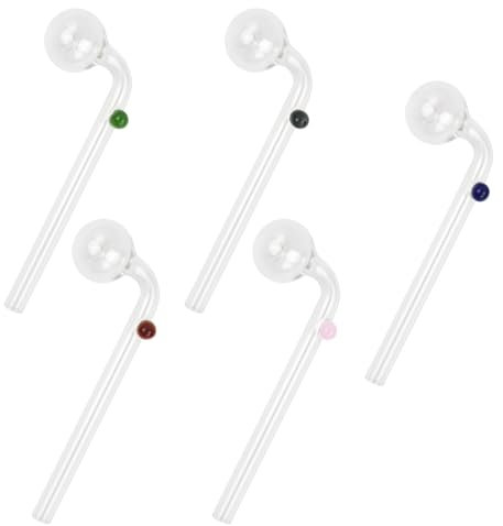 Litinliv 5 Stück Glas Ölbrennerrohr,Glas Öl Brenner Rohr Dicke Klarglas,Dick Bunte Handrohre,für Öl Rigs Wasserbongs