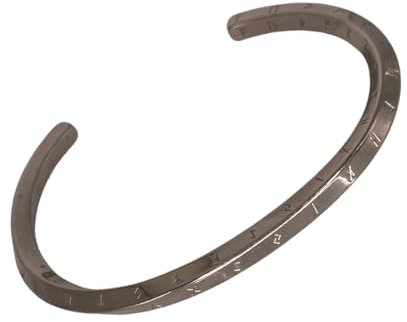 YABIS Nordischer Wikinger Armreif mit Futhark Runen, in schwarz, gold oder silber (silber, 64 mm)