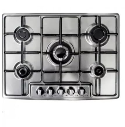 Piano Cottura 70 cm Ad Incasso Gas Metano O Gpl Inox Acciaio Liscio 5 Fuochi Valvolato