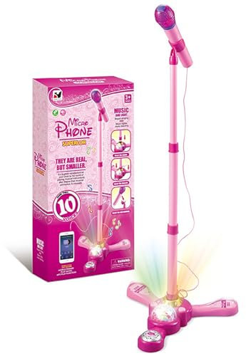 Kids Microphone and Stand,Flashing Stage Lights Singing for Girls,Standing Microphone Toy,A Great Gift for Child