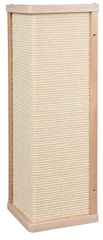 Kratzbaumland Premium-Eck-Kratzbrett aus Buchenholz mit austauschbarem Sisalteppich, nachhaltig, wandmontage für Katzen (70 cm - Sisal Natur)