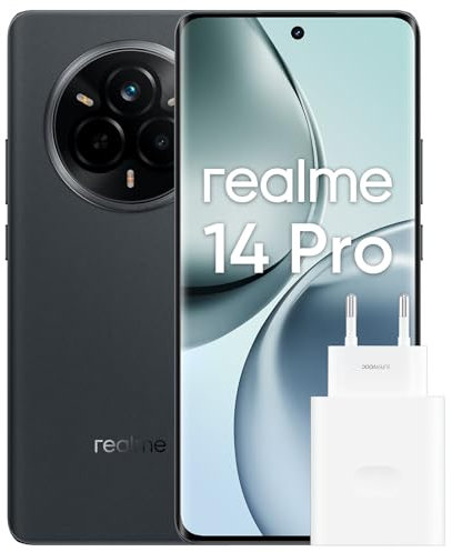 realme 14 pro 5G Smartphone, 8 + 256GB, MediaTek Dimensity 7300 Chipset, Fotocamera OIS da 50 MP, Display 3D curvo Vision da 6,77 a 120Hz, Batteria da 6000 mAh, grigio(Con adattatore)
