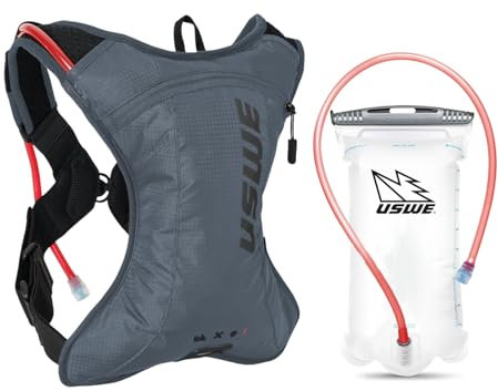 USWE Outlander XC 2L Trinkrucksack, Laufen, Wandern, Trinkrucksack mit Wasserblase (1,5 l, Hydropack für Damen und Herren, Rucksackausrüstung und Ausrüstung für Radfahren, MTB (Blau, 2L)
