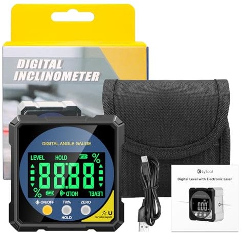 Lytool Laser Digital Level Box Angle Finder with Rechargeable Battery Magnetic Base Inclinometer Level with LCD Display, IP54 Waterproof, Ideal for Woodworking Construction DIY