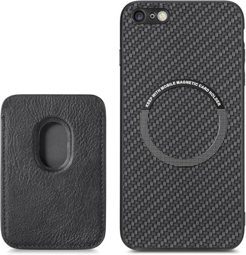 FAOMSEBS for iPhone SE Case 3/2 (2022/2020), iPhone 8 / 7 Case Magsafe, with Magnetic Wallet & Card Holder (Carbon Fiber Texture) [Stable Magnetic] Shockproof for iPhone SE Wallet Case 2020 / 2022,7/8