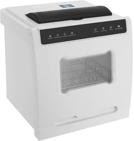 fennnds Tragbarer Geschirrspüler, Freistehender Tischgeschirrspüler, Touch-Steuerung, 4 Programme, Spülmaschine Klein für Wohnungen, Schlafsäle und Wohnmobile, Weiß